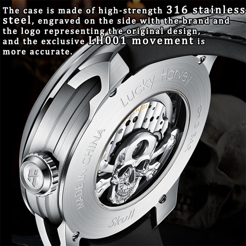 【Limited Edition 111pcs】Rose Gold Skull Automatic Mechanism Watch Lucky Harvey