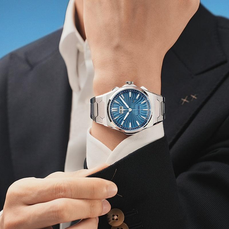 【Limited Edition 300PCS】Sound Of Nature Guilloché Ocean Blue Dial Big Date Chiming Automatic Watch Lucky Harvey