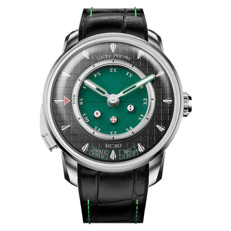 Reloj automático Sic Bo verde de la serie Player de Lucky Harvey