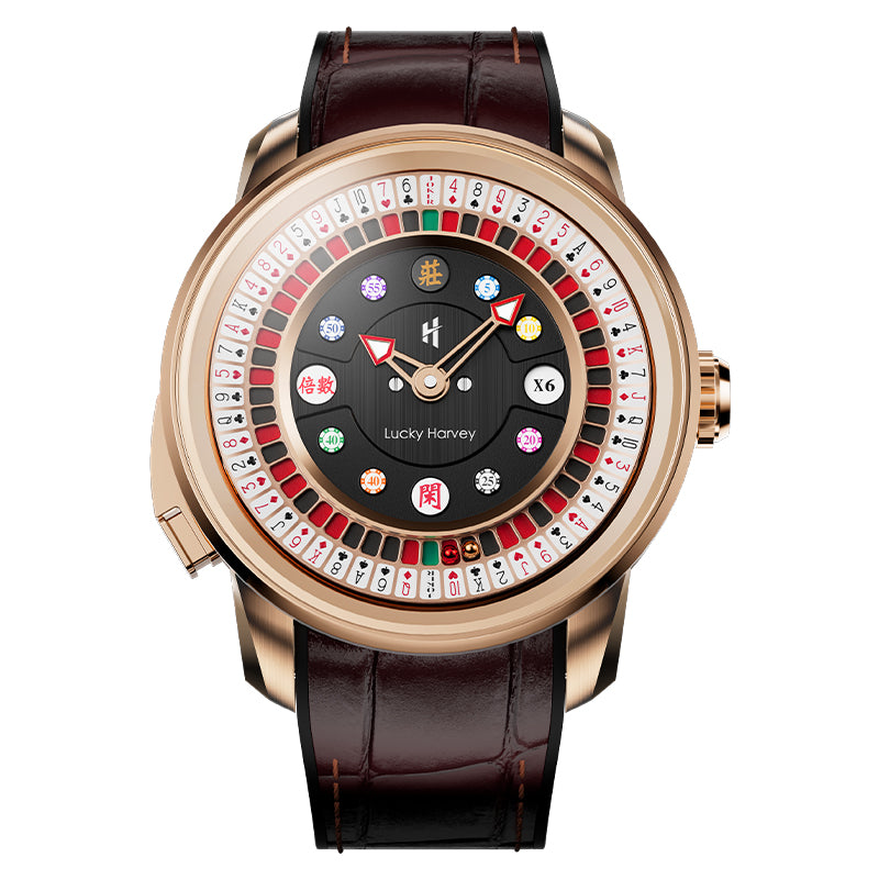 Player Series Gold Poker Roulette Automatic Watch Lucky Harvey