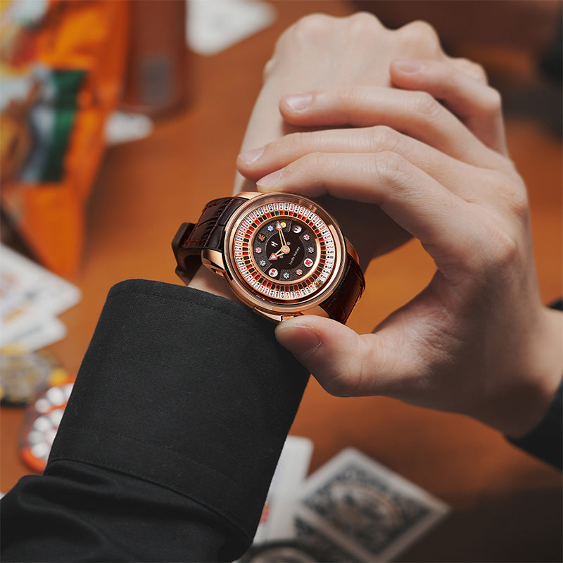 Player Series Gold Poker Roulette Automatic Watch Lucky Harvey