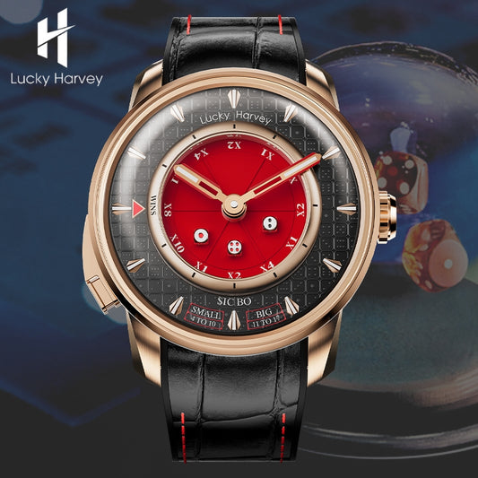 Montre automatique Sic Bo rouge de la série Player de Lucky Harvey