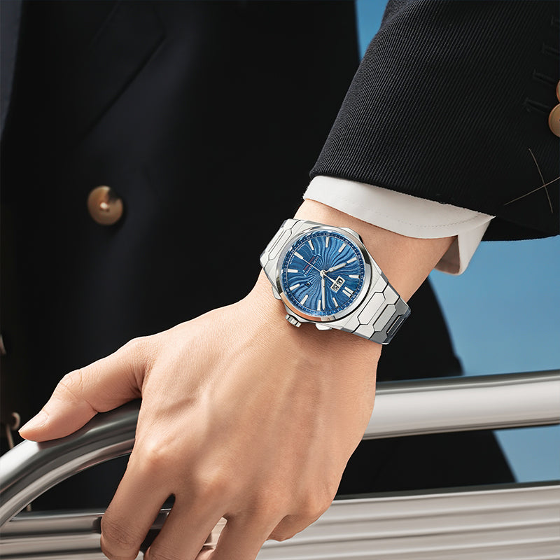 【Limited Edition 300PCS】Sound Of Nature Guilloché Ocean Blue Dial Big Date Chiming Automatic Watch Lucky Harvey