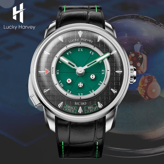 Montre automatique Sic Bo verte de la série Player de Lucky Harvey