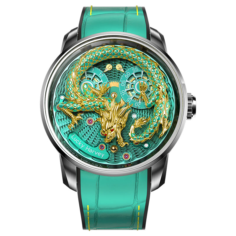 【Limited Edition】2024 Green Enamel Dragon Scale 999 Gold Pearl Automata Watch 200PCS Lucky Harvey