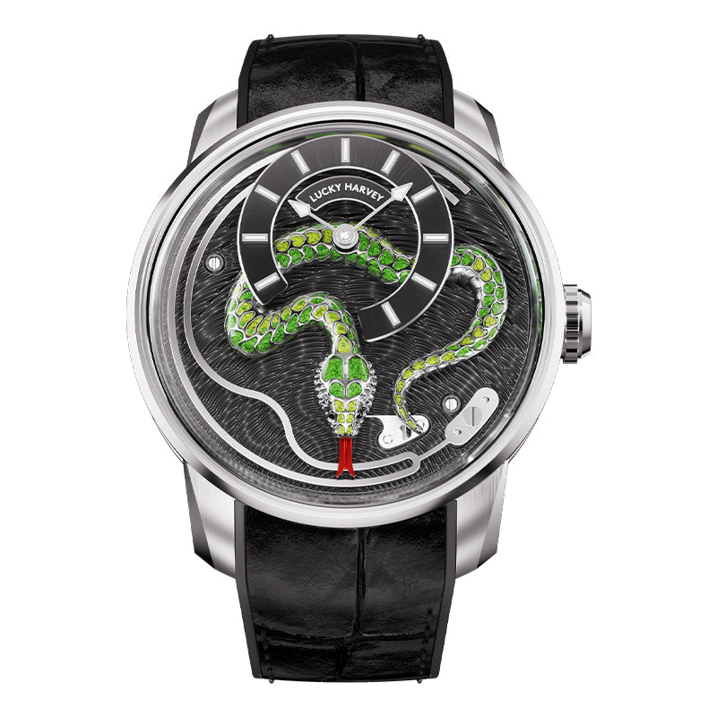 【Édition limitée 100 pièces】2025 Montre mécanique à carillon Snake Automata en émail vert Lucky Harvey