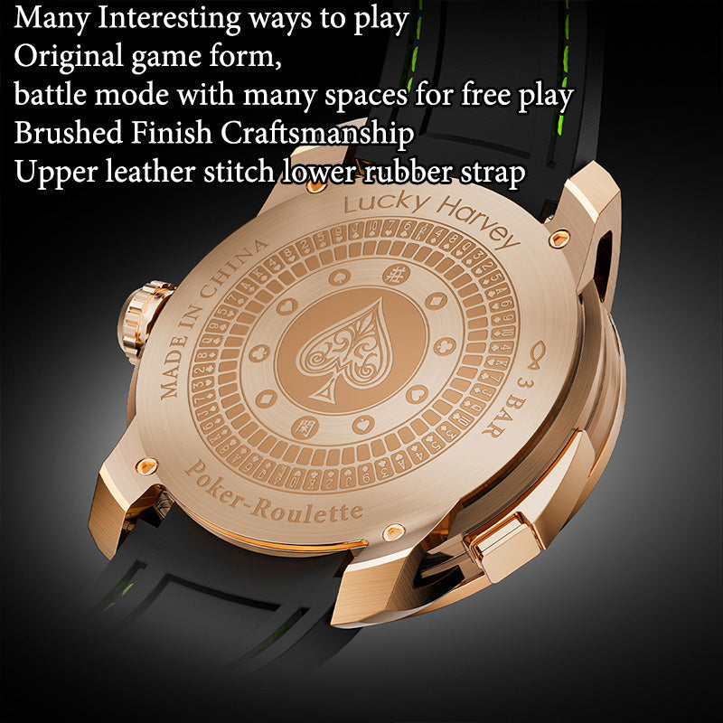 Player Series Gold Poker Roulette Automatic Watch Lucky Harvey