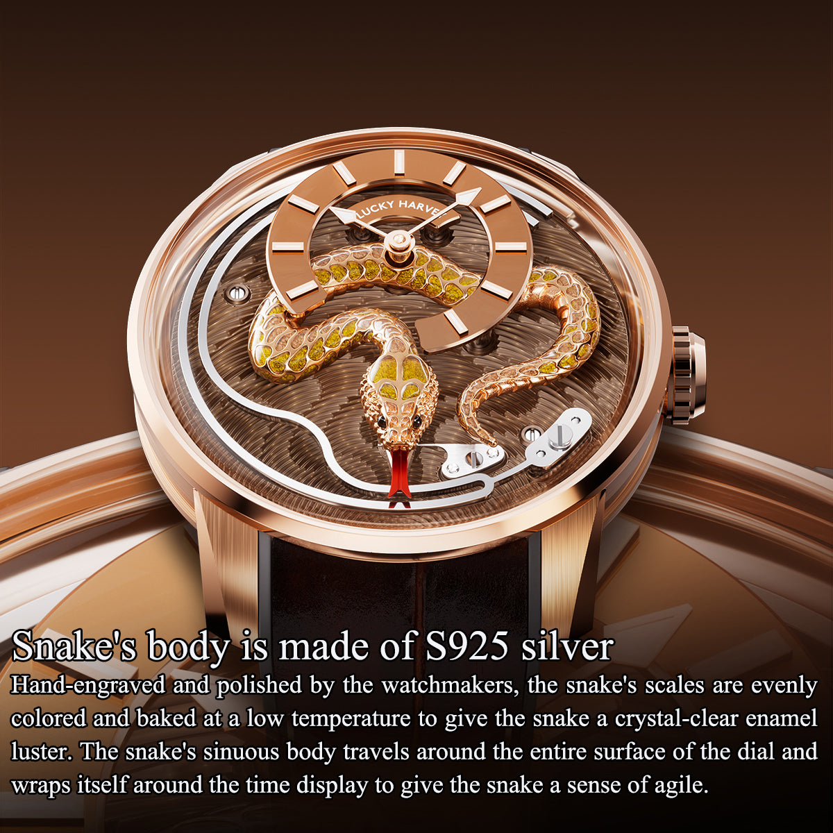 【Limited Edition 100pcs】2025 Gold Enamel Snake Automata Chiming Mechanical New Watch Lucky Harvey