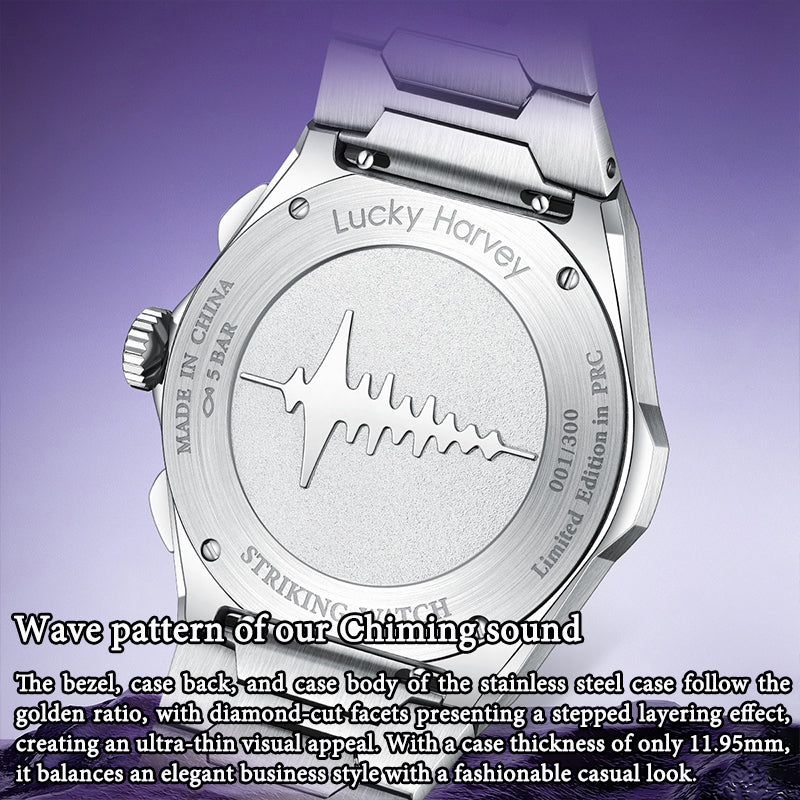 【Édition limitée 300 pièces】Sound Of Nature Guilloché Cadran violet Grande date Montre automatique à carillon Lucky Harvey