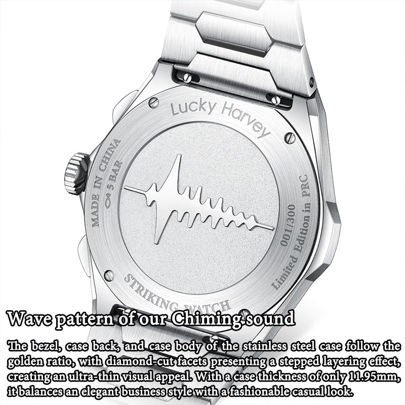 【Limited Edition】Sound Of Nature Guilloché Gold Dial Big Date Chiming Automatic Watch Lucky Harvey