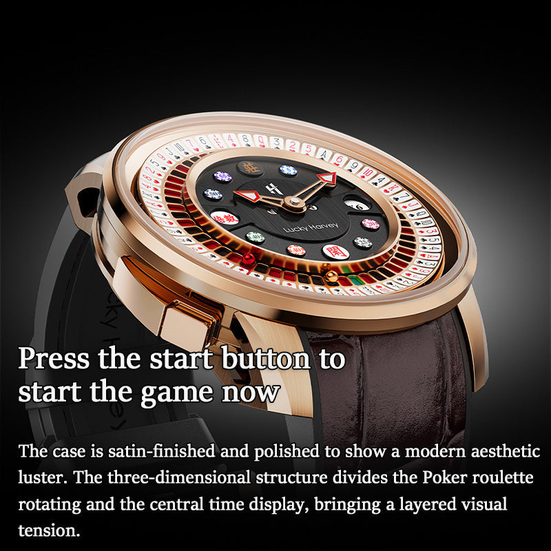 Player Series Gold Poker Roulette Automatic Watch Lucky Harvey