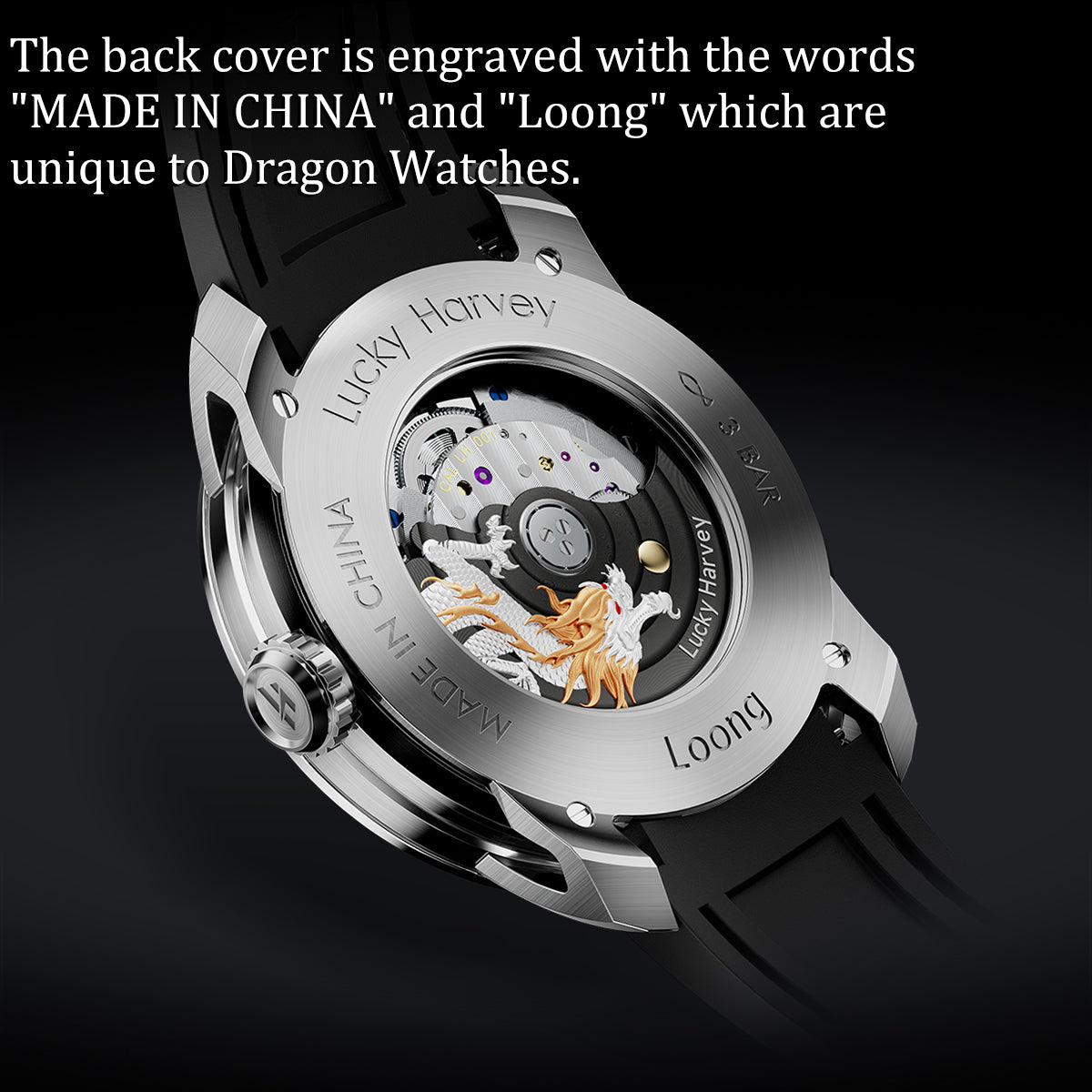 White Dragon Automata Watch 999 Gold Bead Luminous Lucky Harvey