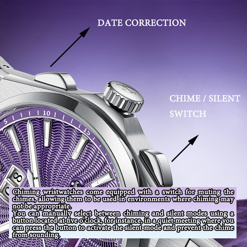 【Édition limitée 300 pièces】Sound Of Nature Guilloché Cadran violet Grande date Montre automatique à carillon Lucky Harvey