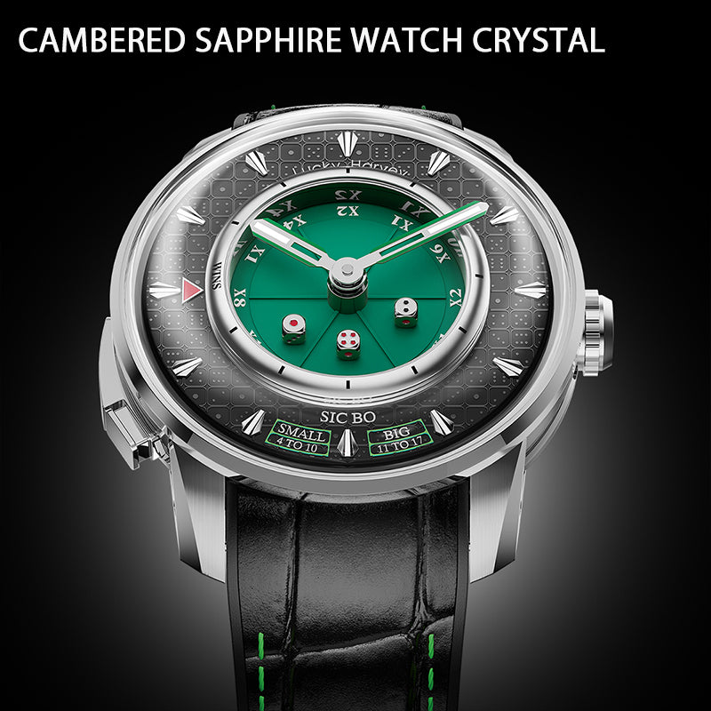 Reloj automático Sic Bo verde de la serie Player de Lucky Harvey