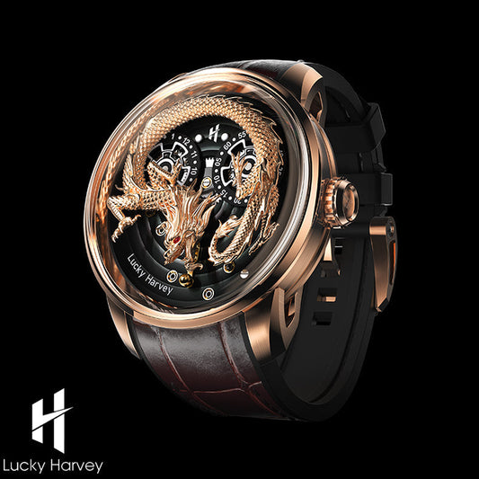 lucky harvey gold dragon watch