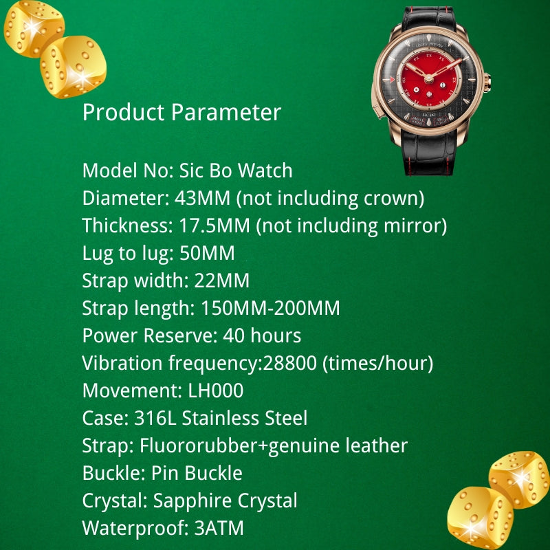 Player Series Red Sic Bo Automatic Watch Lucky Harvey