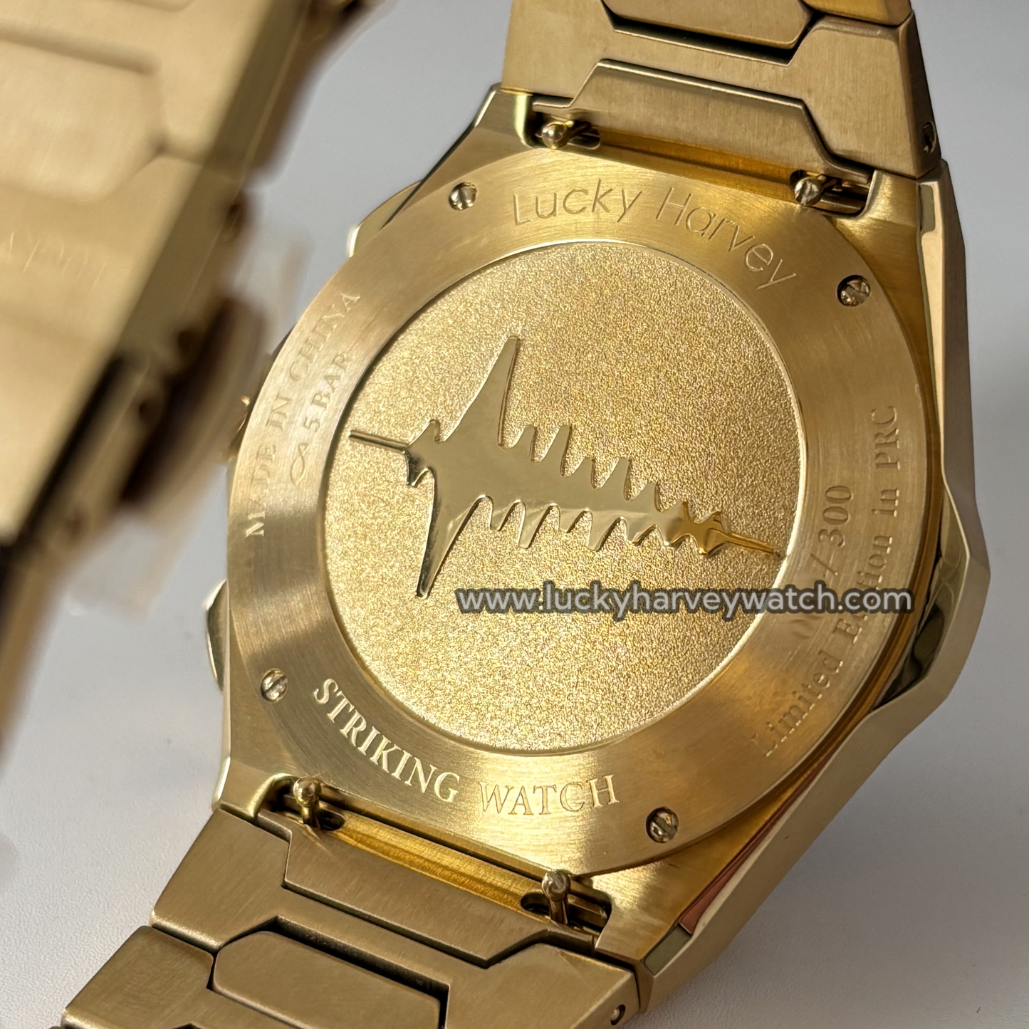 【Limited Edition】Sound Of Nature Guilloché Gold Dial Big Date Chiming Automatic Watch Lucky Harvey