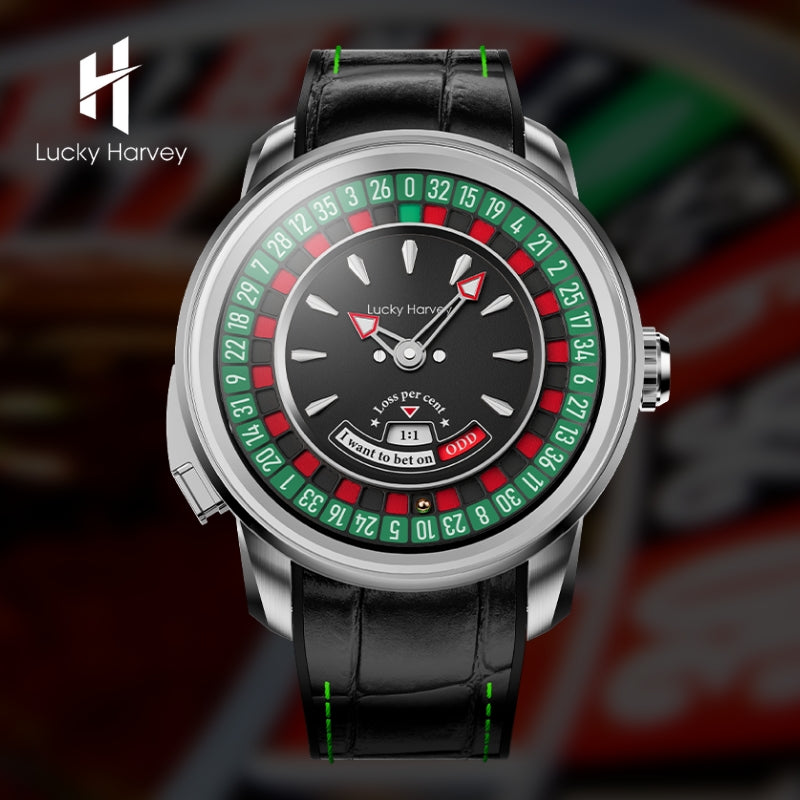 Player Series Silver European Roulette Automatic Watch Lucky Harvey