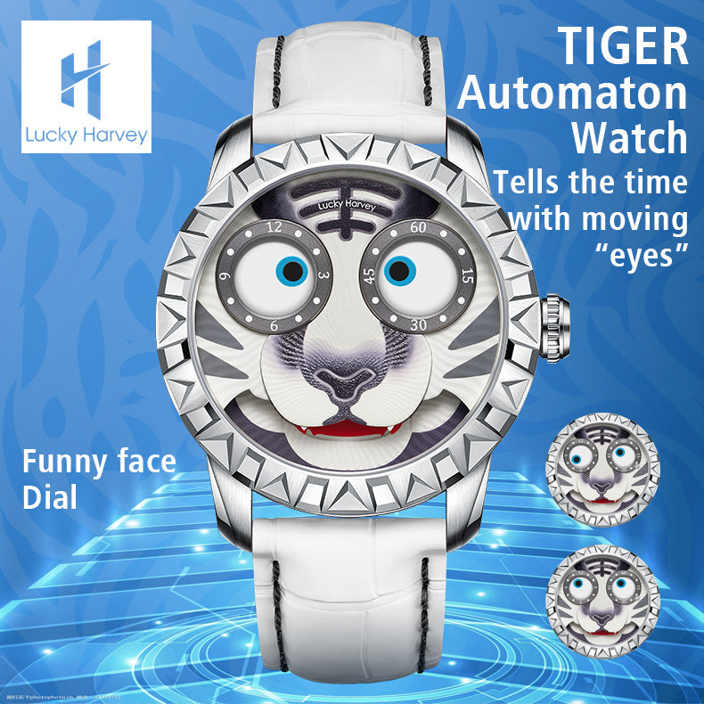 【Limited Edition 2022pcs】White Tiger Moving Eye Automatic Watch For Ma