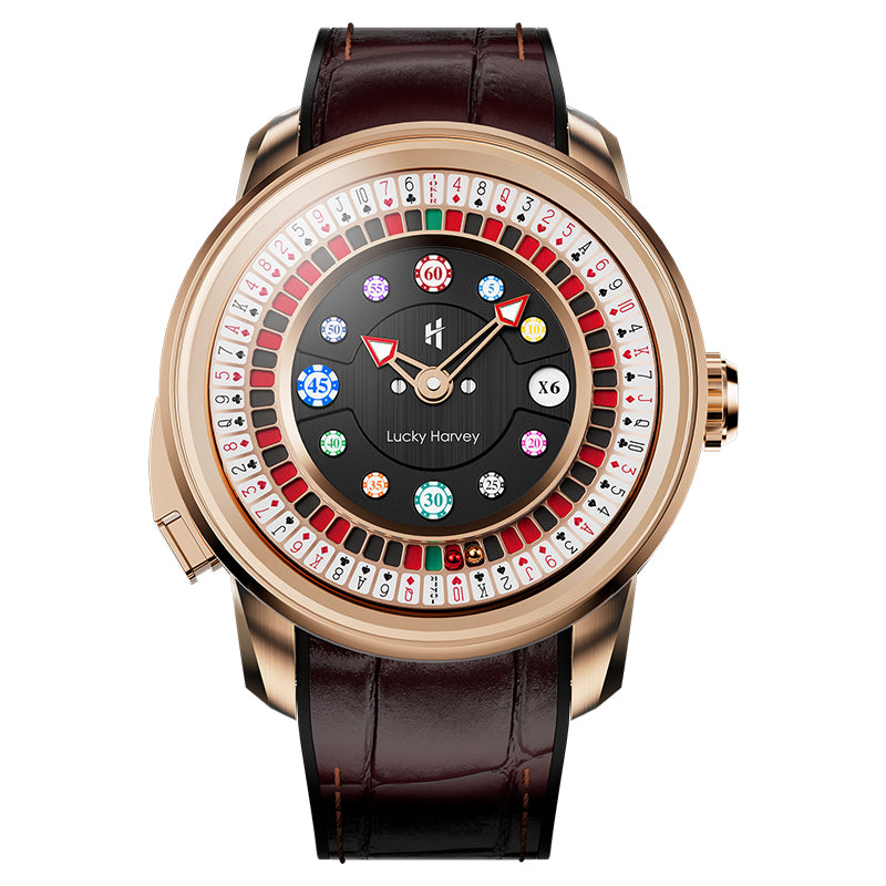 Player Series Gold Poker Roulette Automatic Watch Lucky Harvey