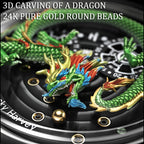 Silver Dragon Automatic Watch Spit Out Gold Bead Luminous Lucky Harvey