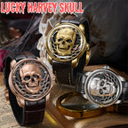 【Édition limitée 111 pièces】Montre à mécanisme automatique en forme de crâne argenté Lucky Harvey