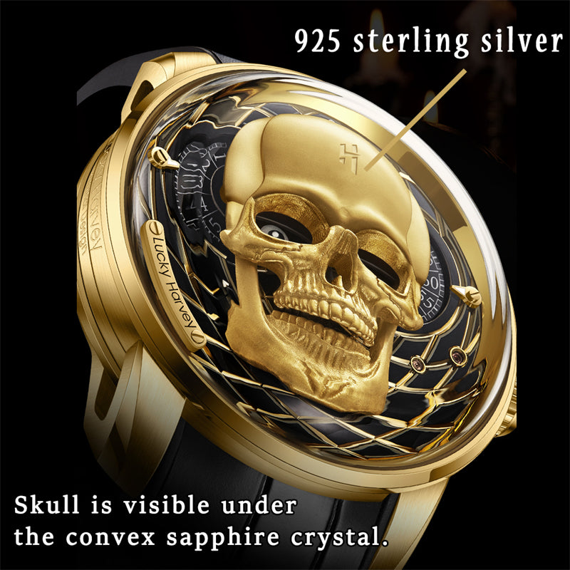 【Limited Edition 111pcs】Silver Skull Automatic Mechanism Watch Lucky Harvey