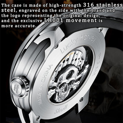 【Limited Edition 111pcs】Silver Skull Automatic Mechanism Watch Lucky Harvey