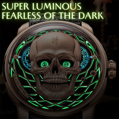 【Limited Edition 111pcs】Silver Skull Automatic Mechanism Watch Lucky Harvey