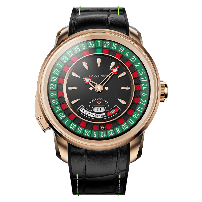 Lucky Harvey European Roulette Casino Watch with 18K Gold Ball – Automatic Mechanical Luxury Watch