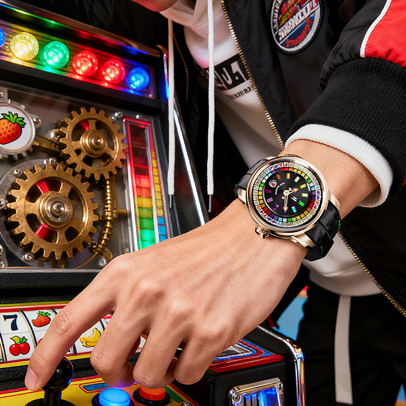 【Limited 100pcs】Lucky Harvey Player Series Gemstone Hour Markers Gold Slot Machine Watch