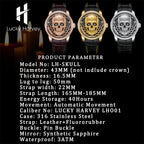 【Édition limitée 111 pièces】Montre à mécanisme automatique en or rose avec tête de mort Lucky Harvey