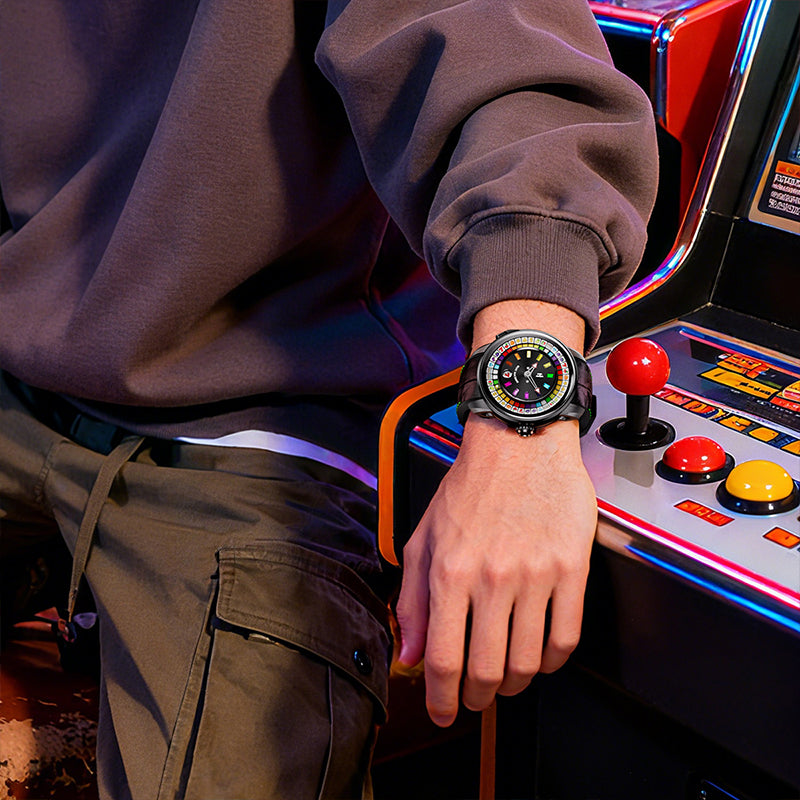 Lucky Harvey Black Slot Machine Roulette Watch with Gemstone Hour Markers – Limited Edition of 100