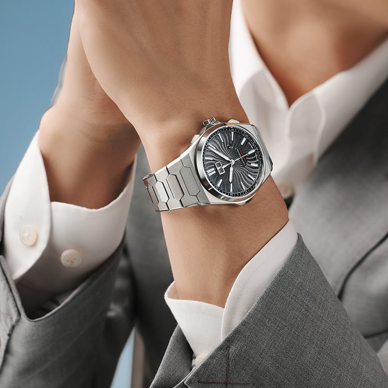 【Édition limitée 300 pièces】Sound Of Nature Guilloché Cadran noir Grande date Montre automatique à carillon Lucky Harvey