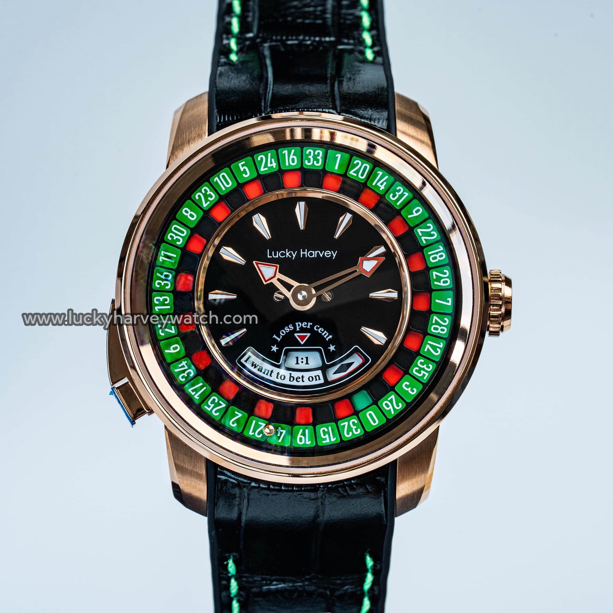 Player Series Gold European Roulette Automatic Watch Lucky Harvey