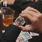 Player Series Silver Three Card Poker Automatic Watch Lucky Harvey