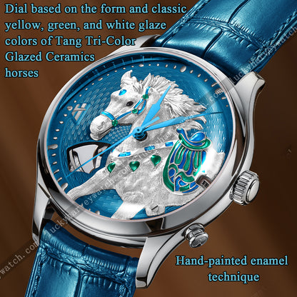 Pre-Sale【Limited 100pcs】2026 Chiming Automaton Lucky Harvey Horse Watch Grade 5 Titanium Alloy Blue 骢(cōng)
