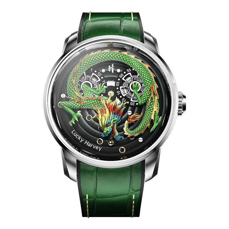 Spit 453 Green Dragon Automatic Watch Spit out Gold Bead Luminous Lucky Harvey ...