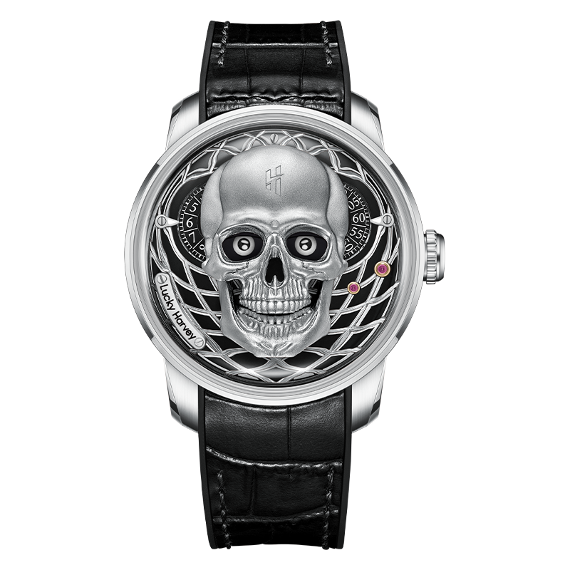 【Limited Edition 111pcs】Silver Skull Automatic Mechanism Watch Lucky Harvey