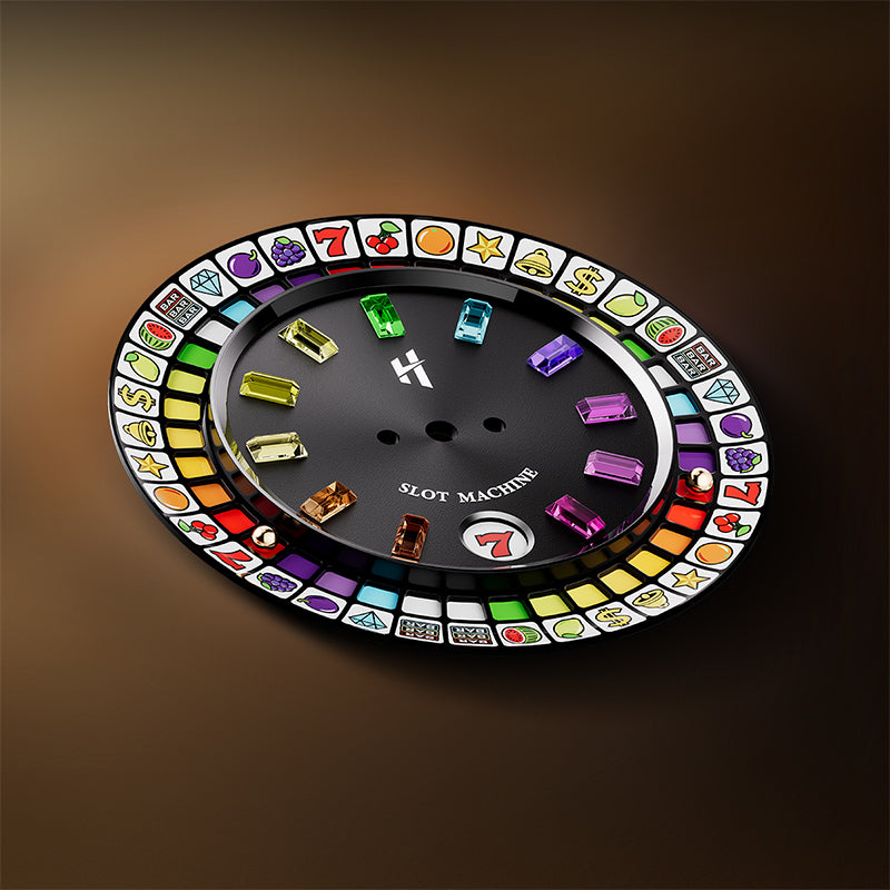 Lucky Harvey Black Slot Machine Roulette Watch with Gemstone Hour Markers – Limited Edition of 100