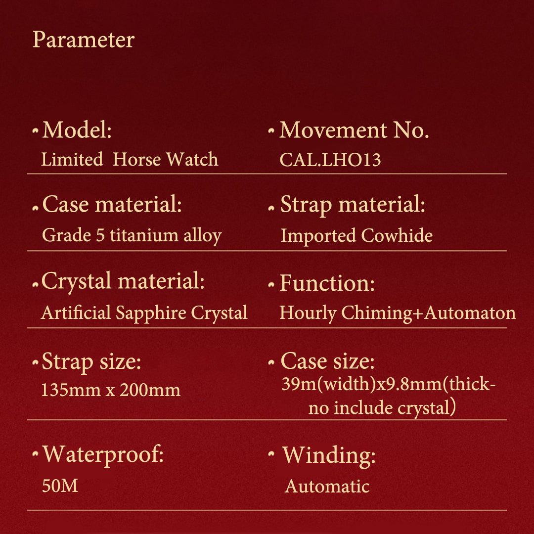 Pre-Sale【Limited 100pcs】2026 Chiming Automaton Lucky Harvey Horse Watch Grade 5 Titanium Alloy Blue 骢(cōng)