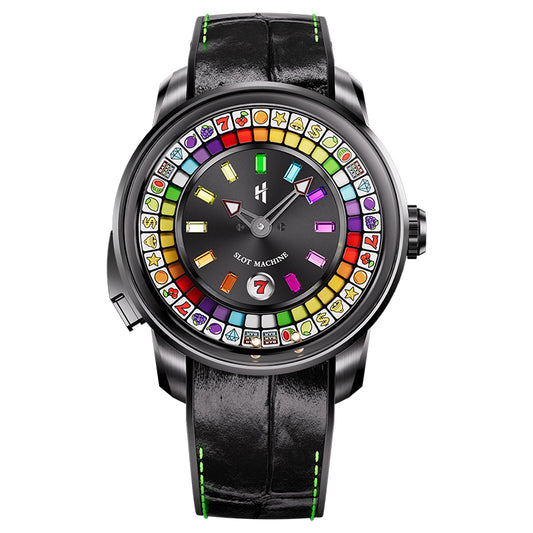 【Limited 100pcs】Lucky Harvey Player Series Gemstone Hour Markers Black Slot Machine Watch