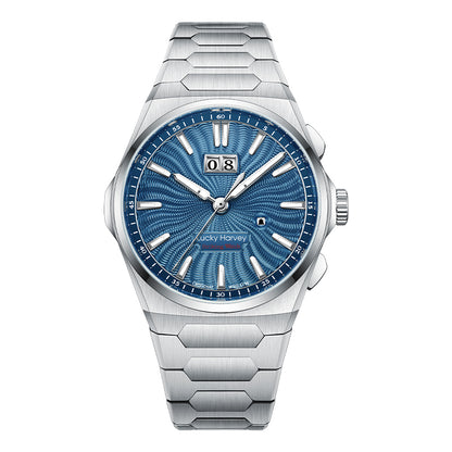 Sound Of Nature Guilloché Ocean Blue Dial Big Date Chiming Automatic Watch Limited Edition 300 PCS Lucky Harvey