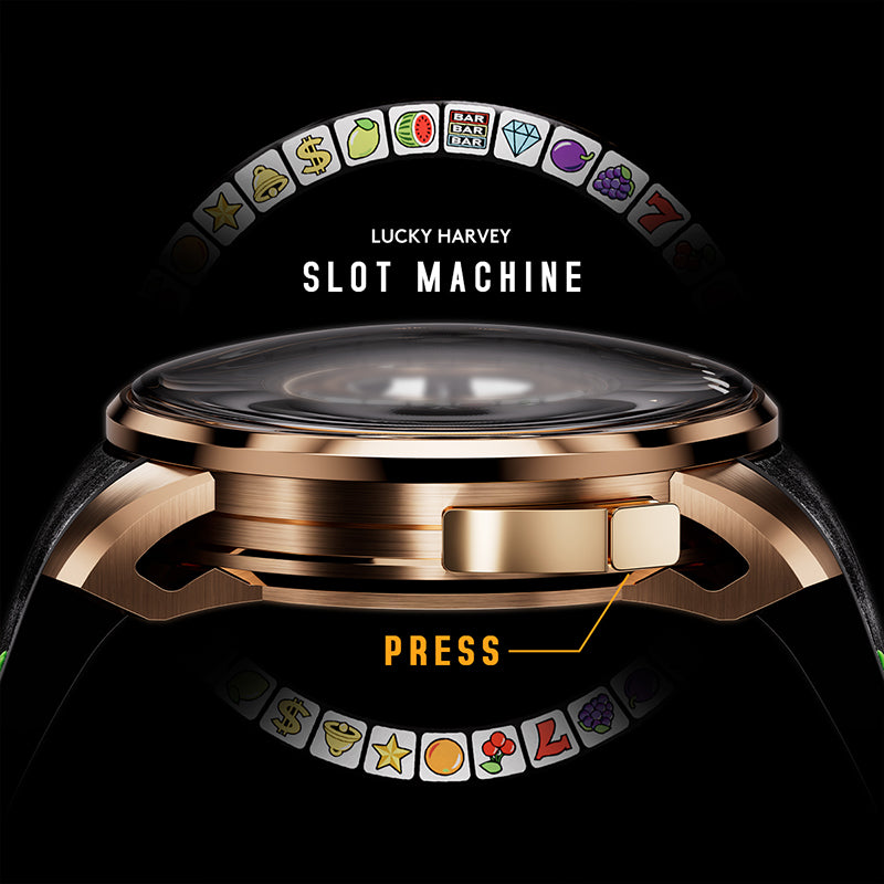 【Limited 100pcs】Lucky Harvey Player Series Gemstone Hour Markers Gold Slot Machine Watch