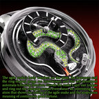 【Édition limitée 100 pièces】2025 Montre mécanique à carillon Snake Automata en émail doré Lucky Harvey