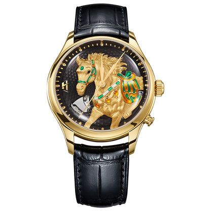 Pre-Sale【Limited 100pcs】2026 Chiming Automaton Lucky Harvey Horse Watch Grade 5 Titanium Alloy Gold 骊(lí)