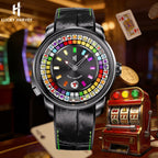 Lucky Harvey Black Slot Machine Roulette Watch with Gemstone Hour Markers – Limited Edition of 100
