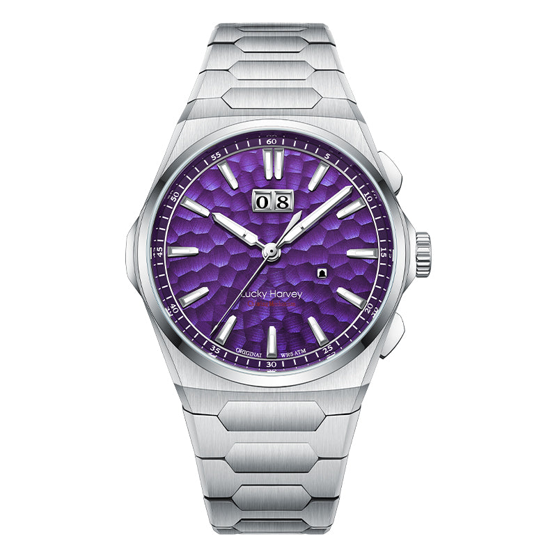 【Limited Edition 300pcs】Hammer Dial Big Date Automatic Winding Purple Chiming Watch Lucky Harvey