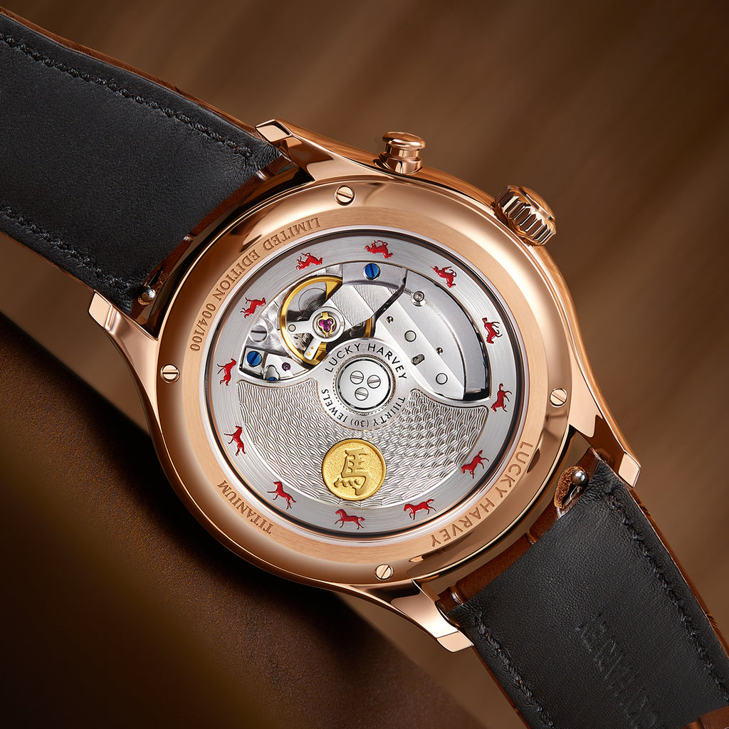 Lucky Harvey 2026 Gold Brown Horse Chiming Automaton Grade 5 Titanium Alloy Watch  - Limited Edition of 100