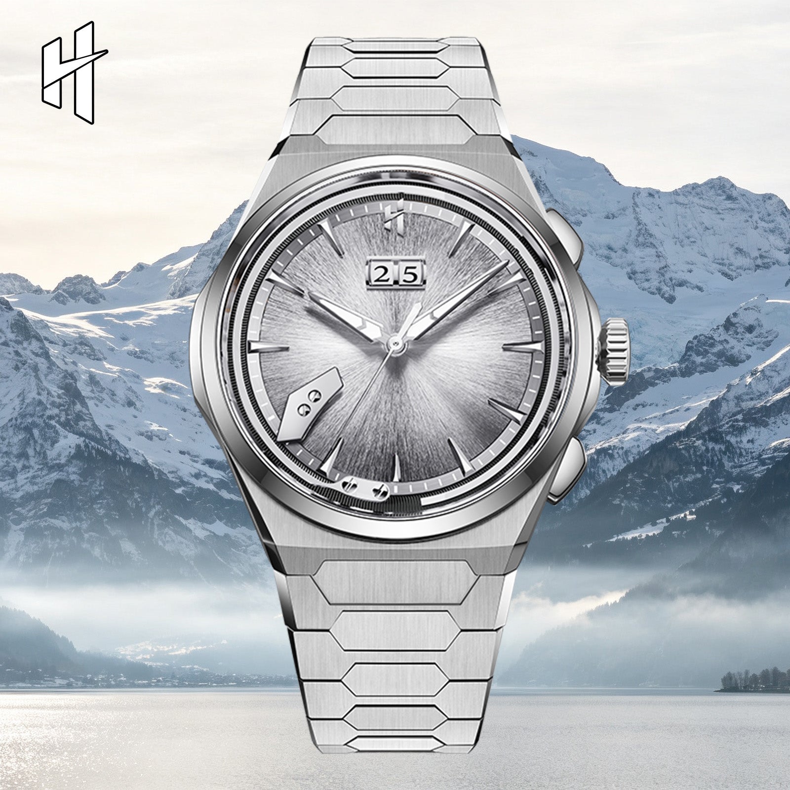 Lucky Harvey Chiming Watch 2.0 Hand-Engraved Silver Brushed Dial Grade 5 Titanium Wristwatch – Limited Edition of 100